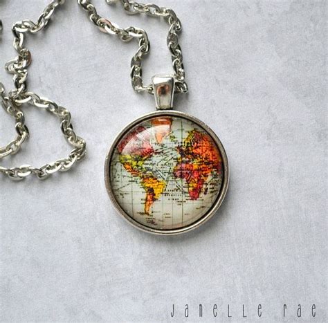 Globe Necklace Map Necklace Globe World Map By Janelleraejewelry 15