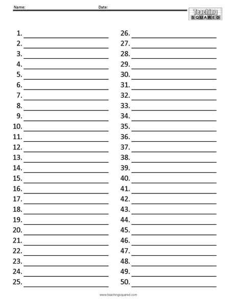 4 Column Printable Lined Paper Numbered 1 100 Discover The Beauty Of