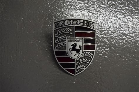 Porsche Hood Crest Emblem Pewter Red Fuchs Wheel Company