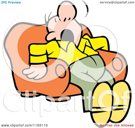 Cartoon Of A Man Dozing In An Arm Chair Royalty Free Vector Clipart