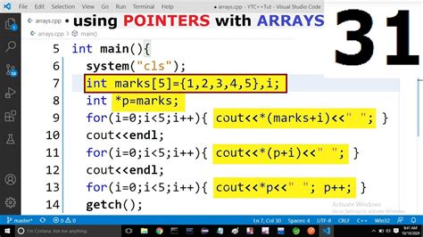 C Tutorial Using Pointers With Arrays Pointer Arithmetic Must