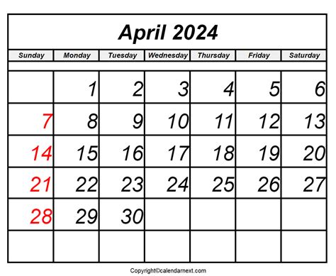 Printable April 2024 Calendar Template With Holidays And Notes