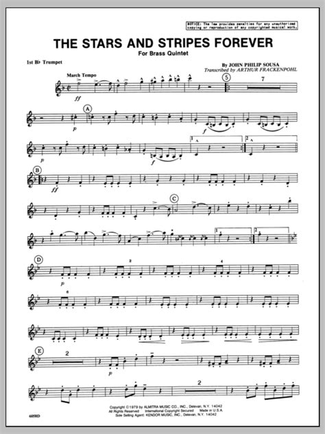 Stars And Stripes Forever The 1st Bb Trumpet Sheet Music Arthur