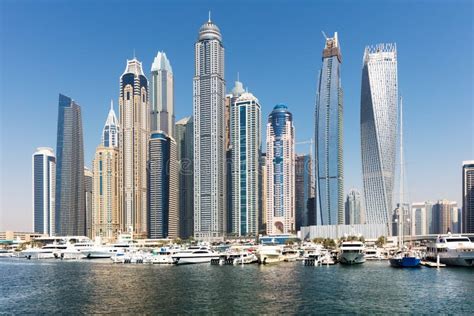 Skyscrapers In Dubai Marina Stock Image Image Of Arab Emirates