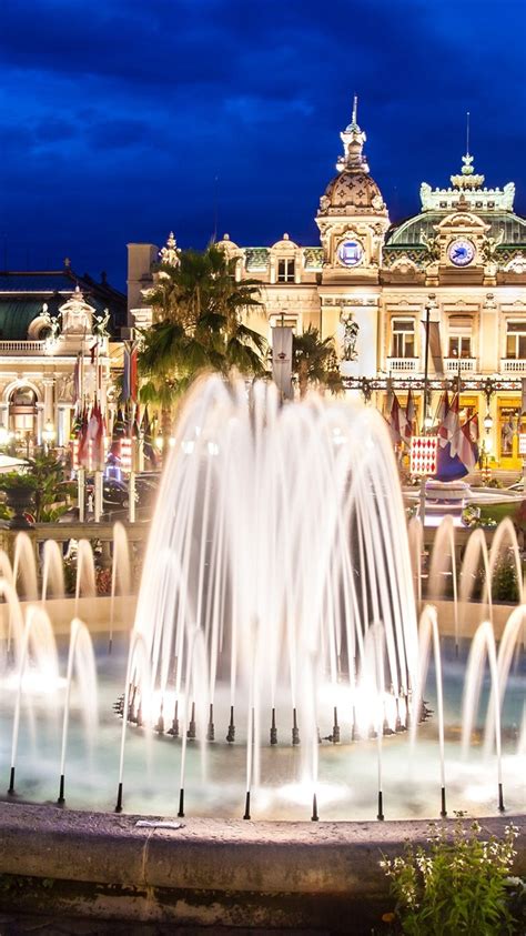 Monte Carlo Monaco Fountain Palace Night Lights 750x1334 Iphone 8