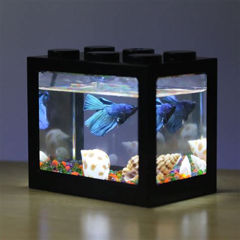Mini Led Lighting Clear Fish Tank Ornament Betta Aquarium Office