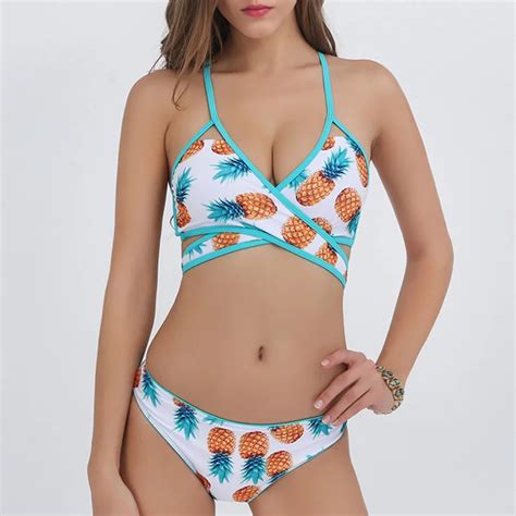 New Brazilian Bikinis Women Swimwear Cute Pineapple Push Up Bikini Set