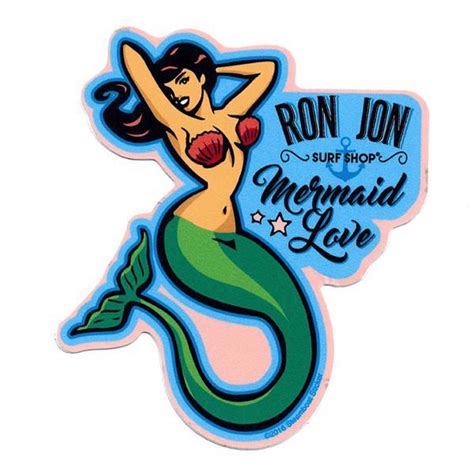 ron jon mermaid love large sticker decals ron jon surf shop