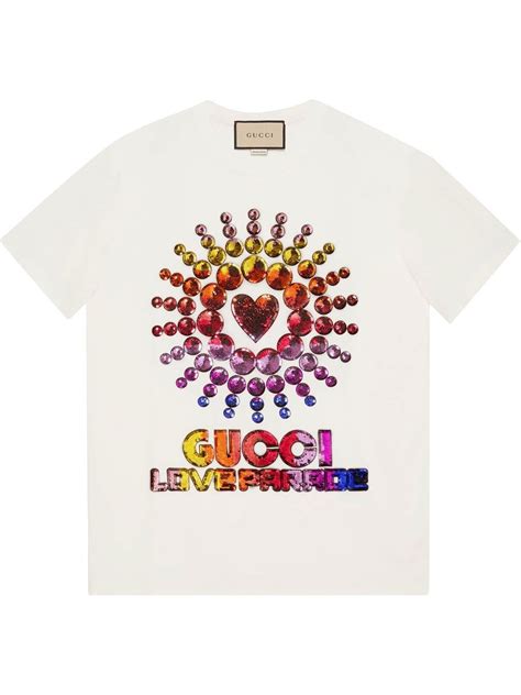 Gucci Love Parade Sequinned T Shirt In Weiss Modesens