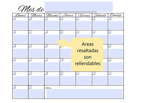 Blank Calendar Spanish Calendario Blanco Mensual Imprimir Etsy