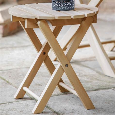 Pelion Natural Folding Outdoor Round Side Table Garden Furniture