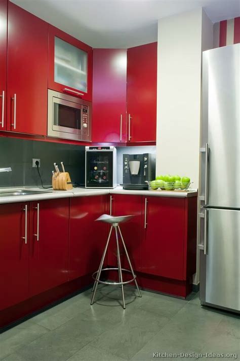 Pictures Of Kitchens Modern Red Kitchen Cabinets