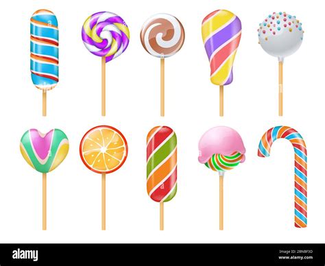 Sweet Candies Sweets Caramel Rainbow Lollipops Cotton Candy And
