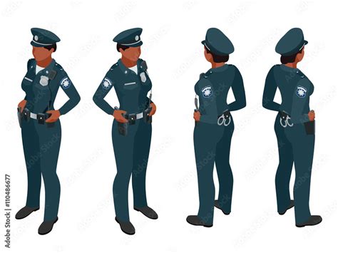 Police Woman In Uniform Police Woman Icon Police Woman Vector Police Woman Isometric Stock