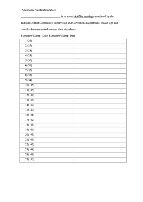 Top 11 Aa Attendance Sheets Free To Download In Pdf Format