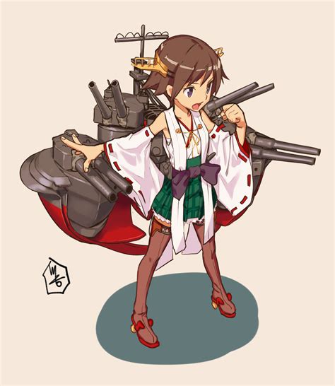 Kawakami Rokkaku Hiei Kancolle Kantai Collection 10s 1girl Boots Cannon Detached