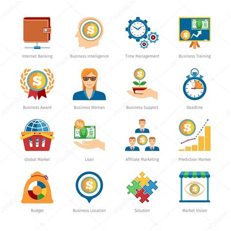 Business And Finance Flat Icons Set Stock Vector Image By ©genestro