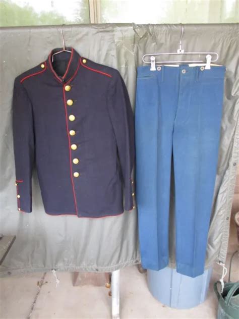 Usmc Wwi Dress Blue Uniform Coat And Pants Jacket Had Big Chevrons 225
