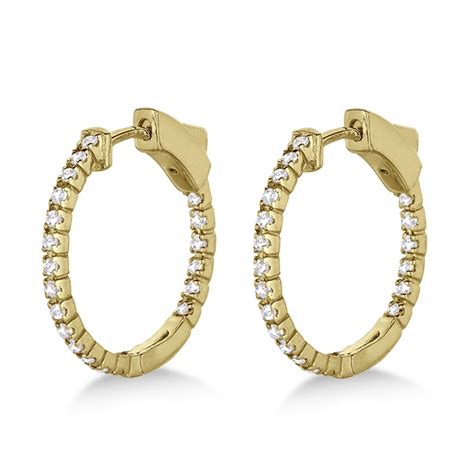 Unique Thin Small Diamond Hoop Earrings 14k Yellow Gold 050 Ct Ie252