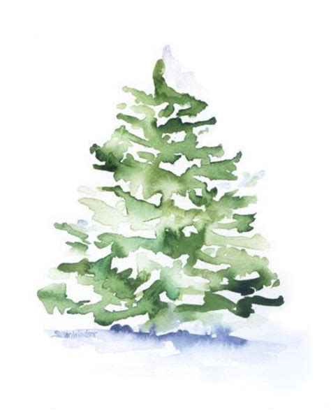 Tree Watercolor Painting Watercolor Christmas Tree Christmas Card Art