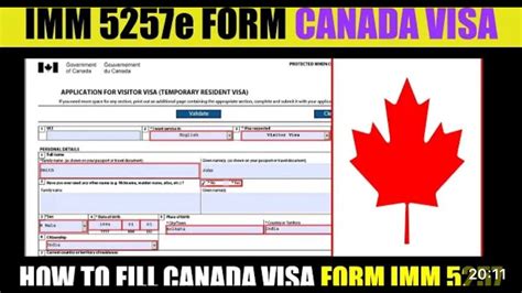 How To Fill Imm 5257 Form Canada Visitor Visa Form Temporary Resident