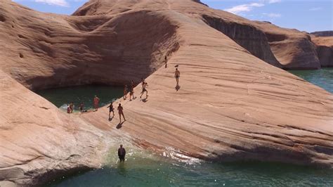 Great Blue Swimming Hole Drone At Lake Powell August 2016 Feat