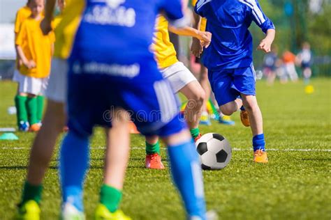 Teenagers Boys Playing Soccer Football Match Stock Image Image Of