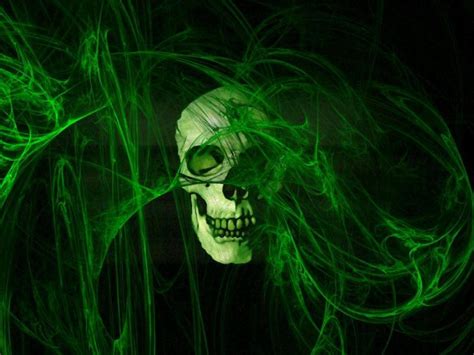 Scary Neon Green Skull Theme Chrome Theme Themebeta