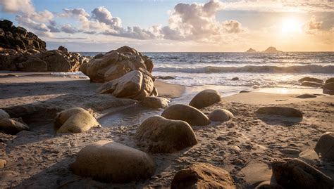 Coast Stones Sand Sunrise 4k Wallpaperhd Nature Wallpapers4k