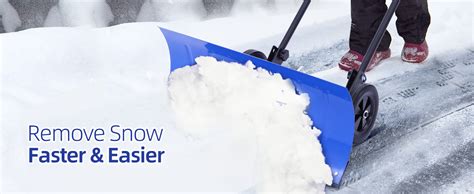 Ohuhu Snow Shovel For Driveway Heavy Duty Wheeled Metal Snow Shovels