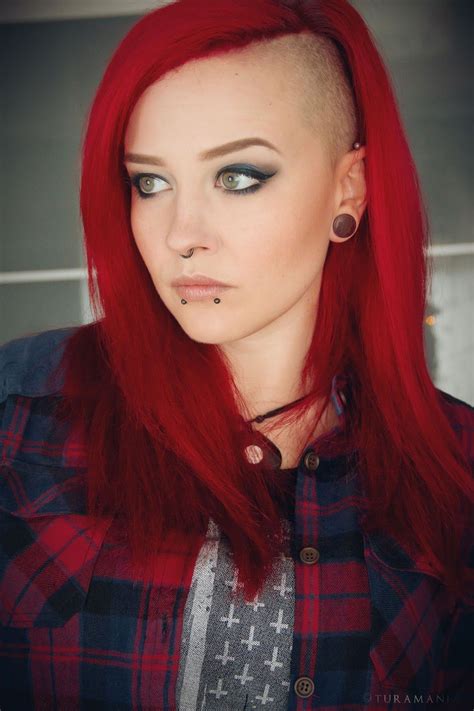 Bright Red Hair Shaved Sidecut Baldheadtips With Images Half