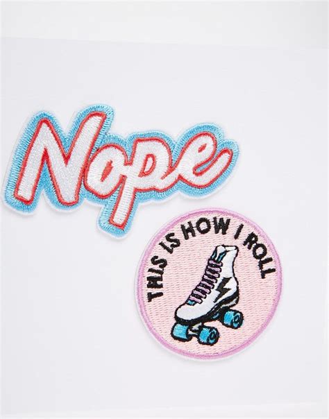 Skinnydip Nope Iron On Patches Pk At Asos Com Sticker Patches Pin And Patches Backpack