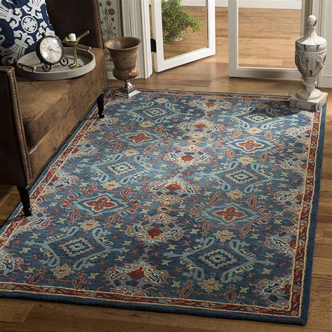 Safavieh Heritage Collection Blue And Multi Premium Wool Area Rug 8 X