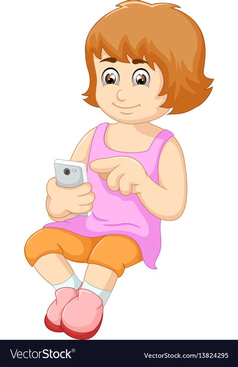 Cute Woman Cartoon Using Mobile Phone Royalty Free Vector
