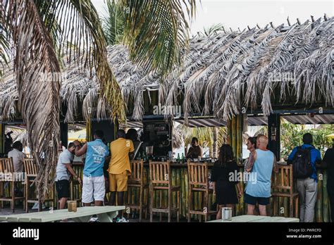 Bridgetown Barbados June People At Pirate S Cove Beach Bar In Carlisle Bay In