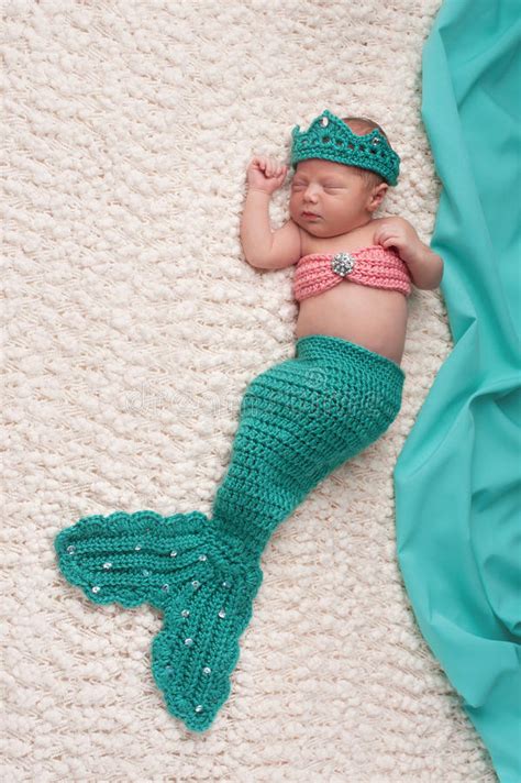 Newborn Baby Girl Wearing Mermaid Costume Stock Photo Image Of
