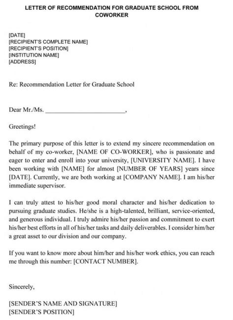 Letter Of Recommendation For A Co Worker