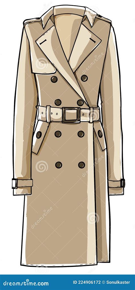 Trench Coat Classic Clothes Basic Fashion Clothing Stock Vector