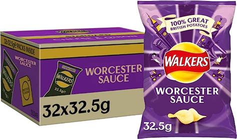 Walkers Worcester Sauce Crisps Box 325 G Case Of 32 Uk