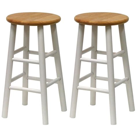winsome natural and white 24 basic bar stools set of 2 151012 kitchen and dining at sportsman s