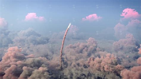 Rocket Launch Through The Clouds Starship Rocket To The Mars 4k