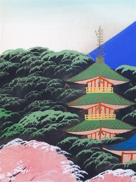 Vintage Japanese Painting Landscape Silk Acrylic Painting Etsy