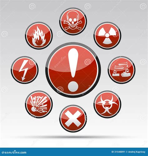 Circle Danger Sign Collection Stock Vector Illustration Of Flammable