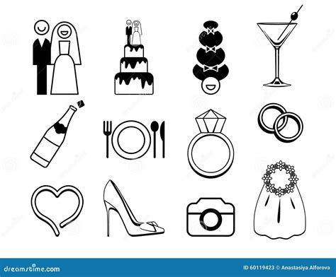 Vector Wedding Icons Set Stock Vector Illustration Of Celebrate 60119423