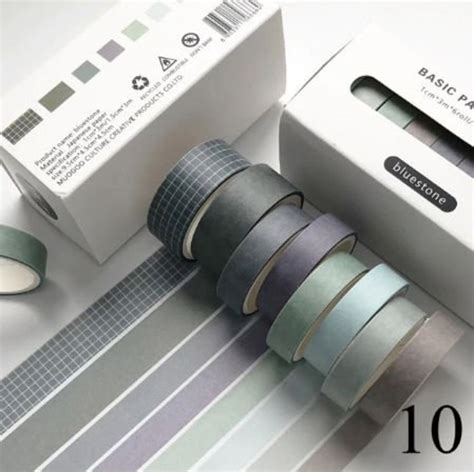 8 Pcs Washi Tape Set Cute Solid Color Washi Tape Grid Masking Etsy