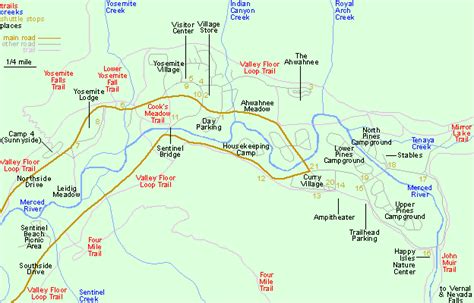 Map Of The East End Of Yosemite Valley Yosemite National Park California