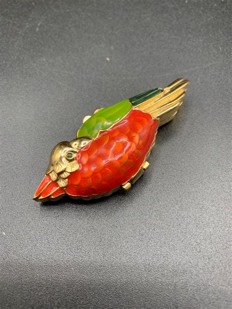 Estee Lauder Solid Perfume Compact Red Enameled Bird Etsy