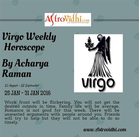 Check Your Virgo Weekly Horoscope From 25 Jan To 31 Jan 2016 And