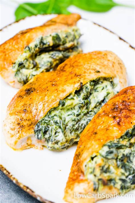 The chicken is moist and flavorful and low carb / keto. Cream Cheese Spinach Stuffed Chicken Breasts - (Low Carb ...