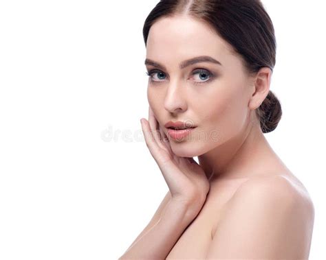 Beauty Woman Face Closeup Beautiful Brunette Young Spa Model Girl With